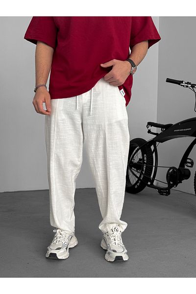 BYBASICMAN بنطلون قطع جزر أبيض متوهج YP-5001