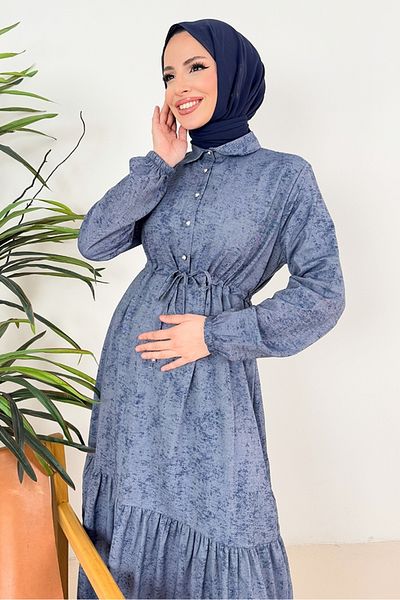 Bestenur Φόρεμα Afral Half Button 1383 - Γκρι