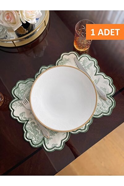 QBR Home Vintage Amerikan Servis. Yeşil Desenli ( 1 Adet )