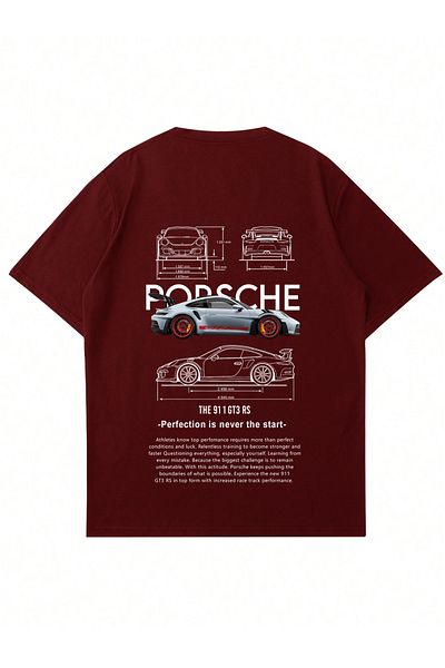Mad&Calf Μπλουζάκι Unisex Porsche GT3 με στάμπα με λαιμόκοψη