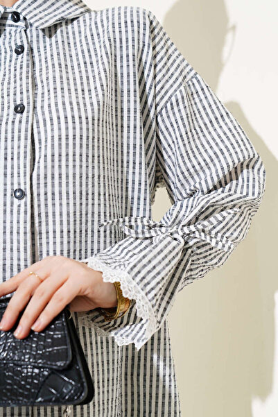 VOLT CLOTHİNG Dámská košile Seersucker s pruhovaným rukávem