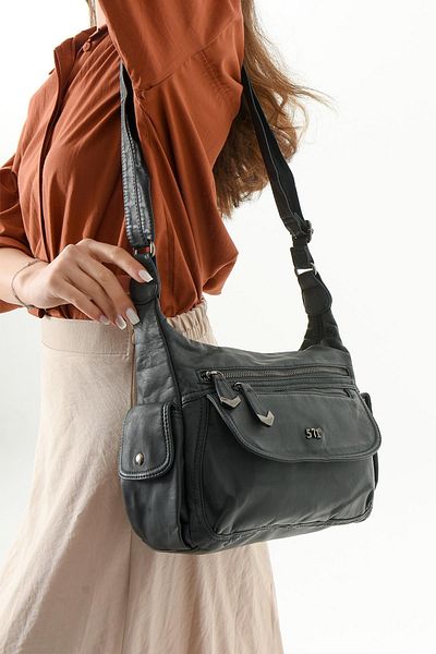 571 Collections Çanta Geantă de umăr din piele artificială albastră (model: 571-13-10L)