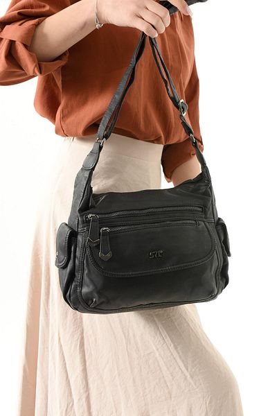 571 Collections Çanta Faux Leather Shoulder Bag Black (Model: 571-13-10L)
