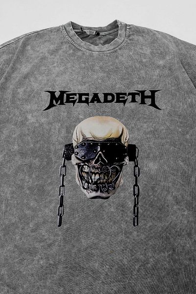 Sekizbiraltı Λευκό μπλουζάκι με στάμπα Megadeth Unisex Oversize