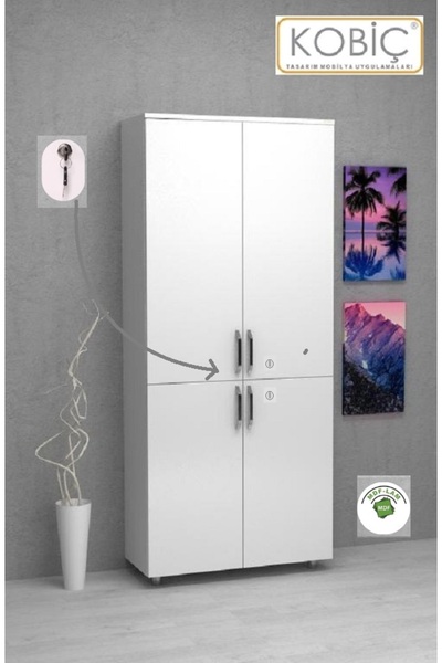 KOBİÇ KOBİÇ OFİS DOSYA DOLABI KİLİTLİ TAM KAPAK MDFLAM DOLAP 80X35X185 CM (BE...