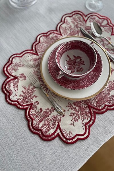 QBR Home Vintage American Service. Red Patterned Model (1 Piece)