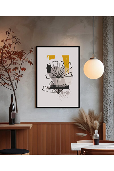 Çerçeveli Poster Tablo Duvar Dekorasyonu - Soyut Temalar Çiçek Serisi - 05