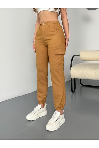 BİKELİFE Látkové kalhoty Camel Cargo Pocket Gabardine