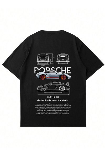 Mad&Calf Μπλουζάκι Unisex Porsche GT3 με στάμπα με λαιμόκοψη