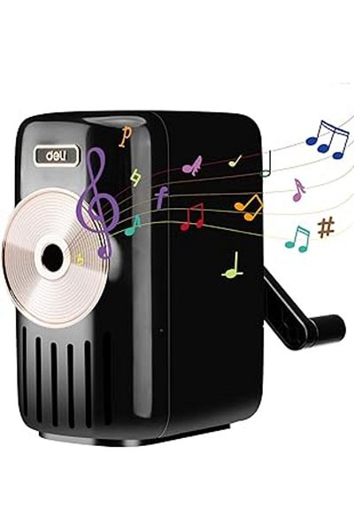 MAGNESİA Deli Manual Music Themed Pencil Sharpener - Adjustable Point and Automatic Entry Design