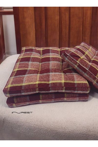 INREST Luxury Chair Cushion Polyester 100% Striped One Piece - Size 42x42 cm - Multi Color
