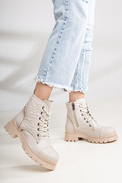 Daxtors D1077 Kadın Desenli Kalın Taban Tırtıklı Kışlık Bot