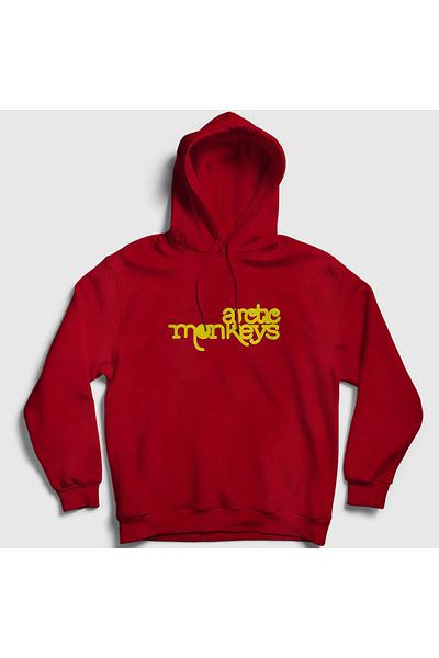 Presmono Унисекс суитшърт с качулка Five Arctic Monkeys в червен цвят - 13563tt