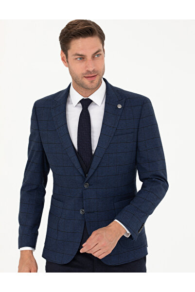 Pierre Cardin Lacivert Yelekli Ekose Takım Elbise 50281897-VR033