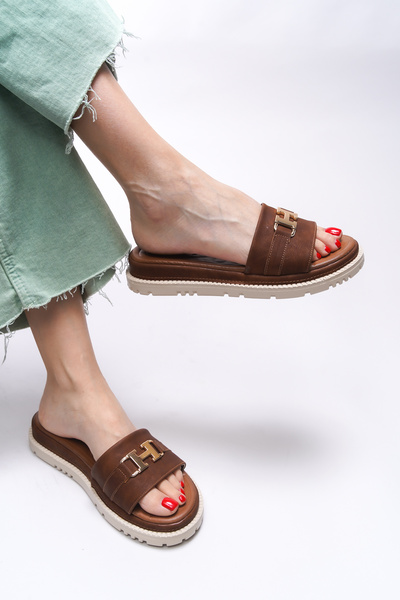 Riccon Kazigneil Дамски чехли 0012600 Тан