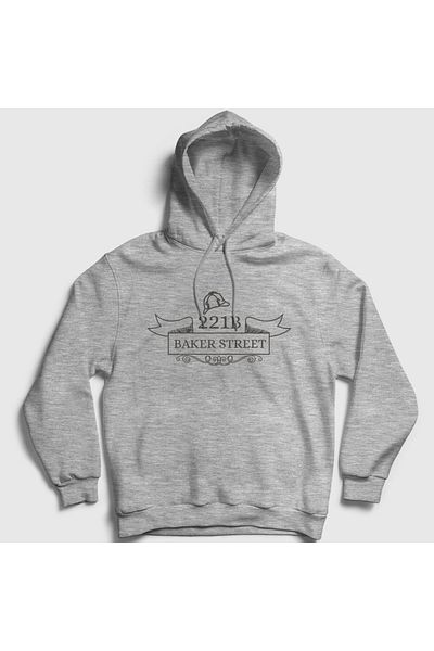 Presmono Φούτερ Sherlock Holmes Unisex Grey Hooded - Μοντέλο 221b 211453 ττ