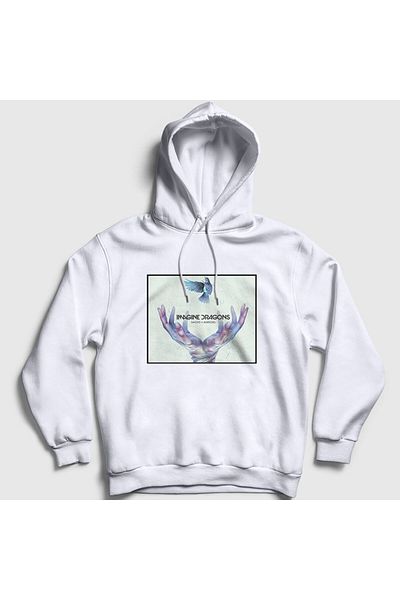Presmono Φούτερ Imagine Dragons Unisex Λευκή κουκούλα - Smoke 82851tt