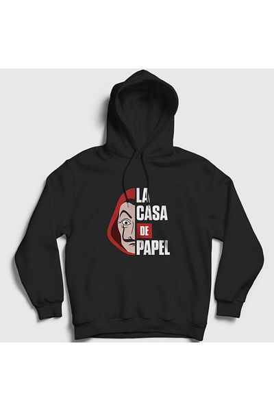 Presmono La Casa De Papel Unisex Μαύρο φούτερ με κουκούλα - 198517 ττ