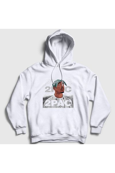Presmono Φούτερ Tupac Shakur Unisex Λευκή κουκούλα - 45451tt