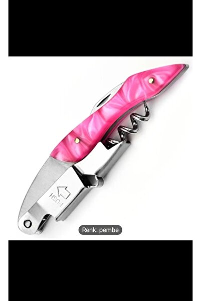 DENİZLİPAZAR Pembe renk çelik tirbuşon şarap mantar açacağı