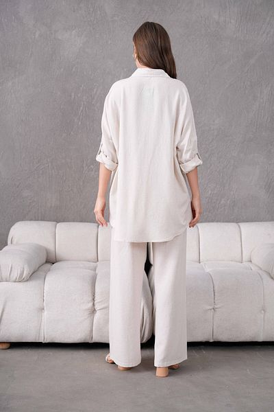 MVStore Cămașă oversize din in brodat cu model floral pentru femei