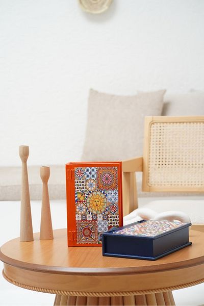 DEKORMED Ethnic Design Decorative Box Set - Navy Blue Orange