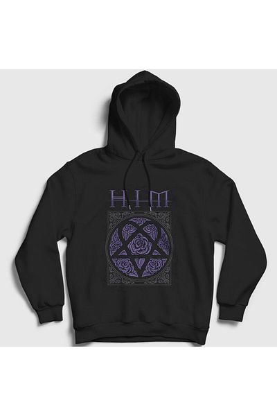 Presmono Unisex Μαύρα Τριαντάφυλλα Him Hooded Sweatshirt 81191tt
