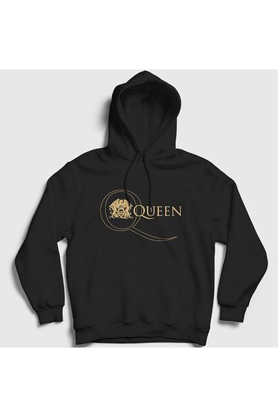 Presmono Φούτερ Queen Unisex με κουκούλα μαύρο χρυσό λογότυπο - 101850 ττ
