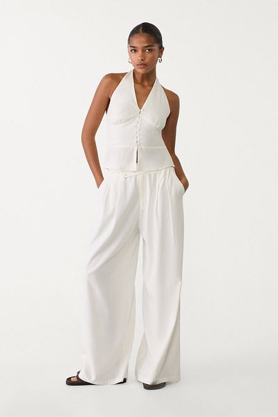 Stradivarius Flowing linen blend trousers with darts
