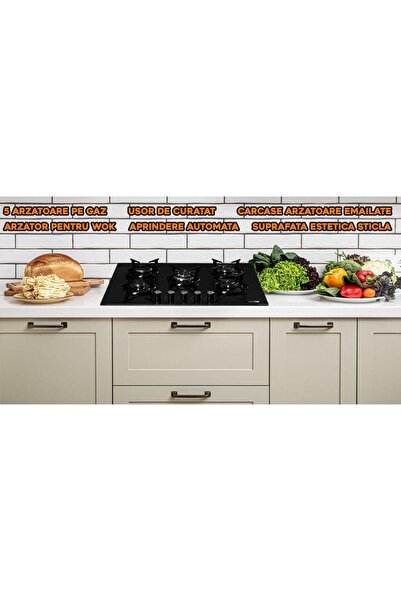 Hausberg Built-in hob HB-565NG, Black, Gas, 5 burners