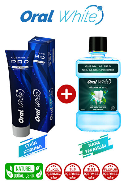 Oral White Cleaning Pro Toothpaste and Oral Care Water Set (75 ml 250ml)