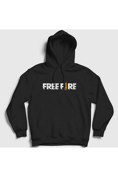 Presmono Free Fire Унисекс черен суитшърт с качулка - лого 233551tt
