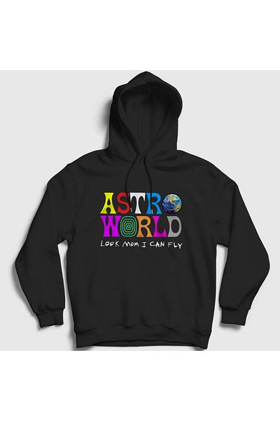 Presmono Унисекс суитшърт с качулка Travis Scott Astroworld V3, черен - 44520tt