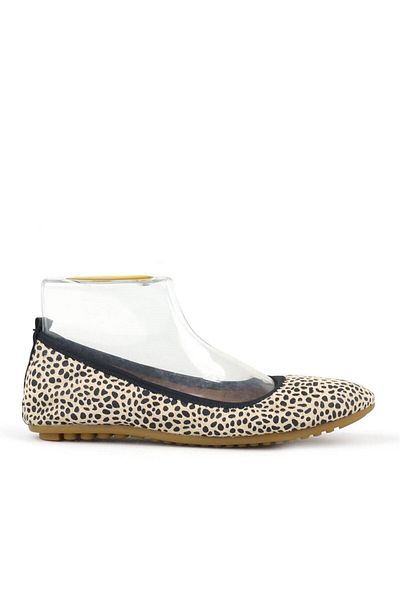 TREND Black Beige Foldable Women's Ballerinas