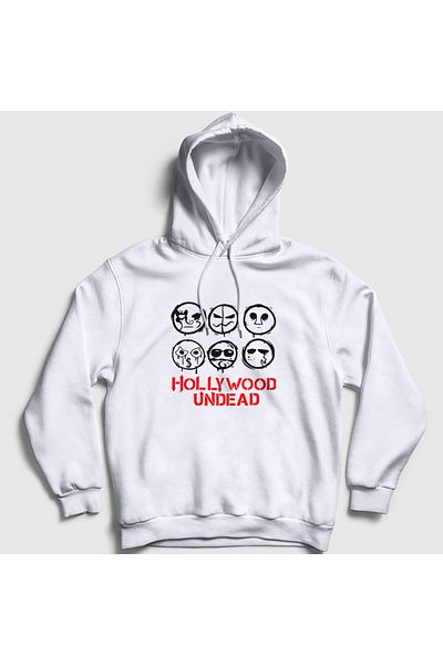 Presmono Λευκό Unisex Φούτερ με κουκούλα Hollywood Undead V3 - 150080 ττ