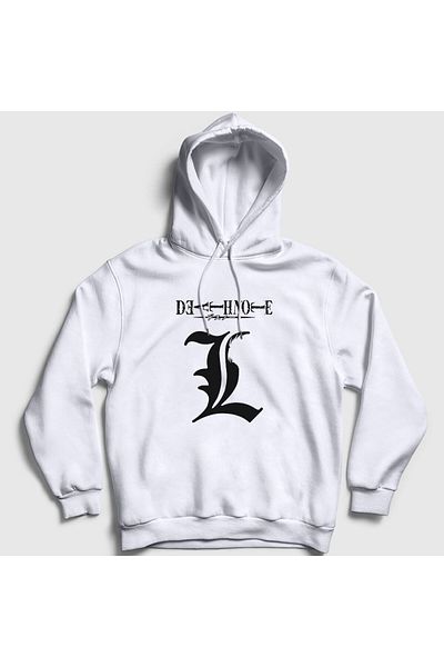 Presmono Λευκό λογότυπο L V2 Anime Death Note Unisex φούτερ με κουκούλα - 129880 ττ