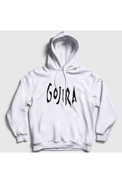 Presmono Gojira Logo Unisex Λευκό Φούτερ με κουκούλα - 53111tt