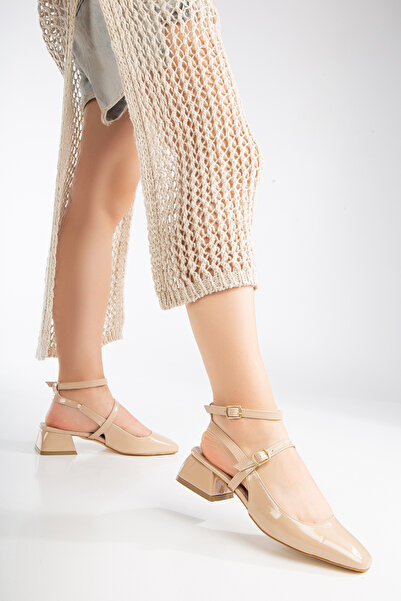 Daxtors D0351 Women's Open Back Square Toe Low Classic Heeled Shoes