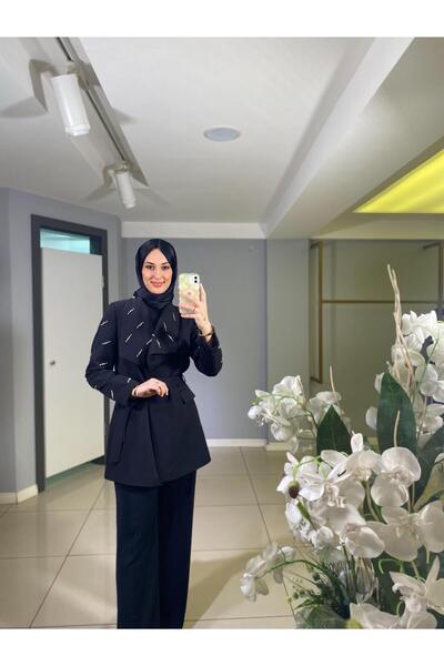 miaruj Miaruj Double Crepe Fabric Wide Leg Pants with Side Pockets