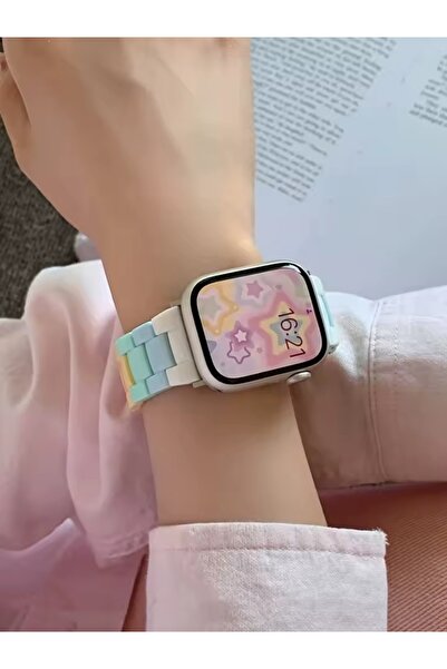 kılıfbenim Apple Watch için Kordon Gökkuşağı Renkli Baklalı Kordon 38 mm 40 m...