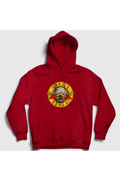 Presmono Унисекс суитшърт с качулка Guns N' Roses в червен цвят - 58543tt