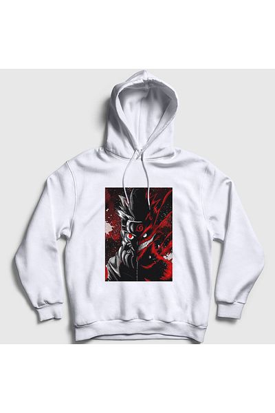 Presmono Λευκό φούτερ Naruto Anime με κουκούλα Unisex - 134710 ττ