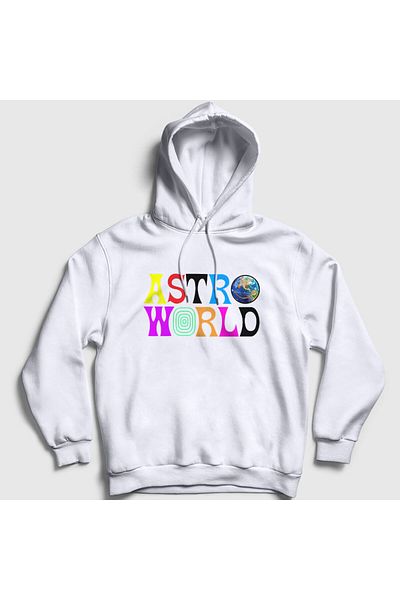 Presmono Λευκό φούτερ Travis Scott Astroworld V2 Unisex με κουκούλα - 44215tt