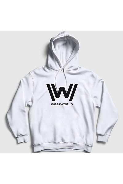 Presmono Φούτερ Westworld Unisex με λευκή κουκούλα - Λογότυπο V2 224040 ττ