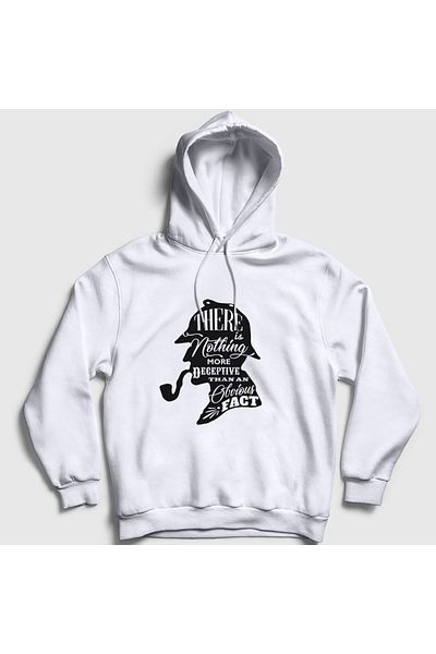 Presmono Φούτερ με λευκή κουκούλα Unisex Sherlock Holmes Factored - 212200 ττ