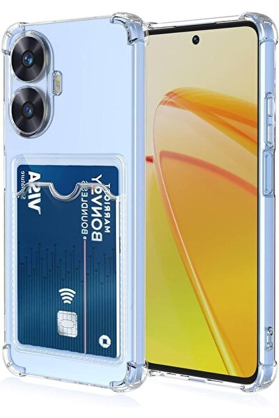 Caseji Redmi 13C Uyumlu Köşeleri Çıkıntılı Kartlıklı Şeffaf Kılıf