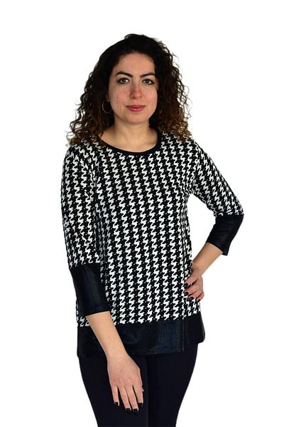 wearon tekstil Γυναικεία μπλούζα με στάμπα Houndstooth Viscon BGL-ST04280