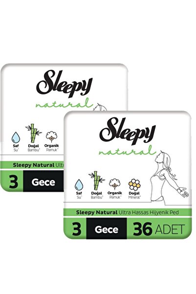 Sleepy Natural Ultra Hassas Hijyenik Ped Gece 72 Adet Ped