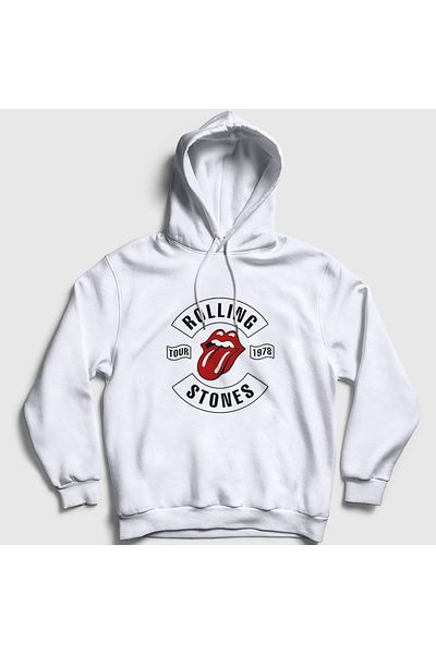 Presmono Λευκό φούτερ Unisex με κουκούλα Rolling Stones - 118699 ττ