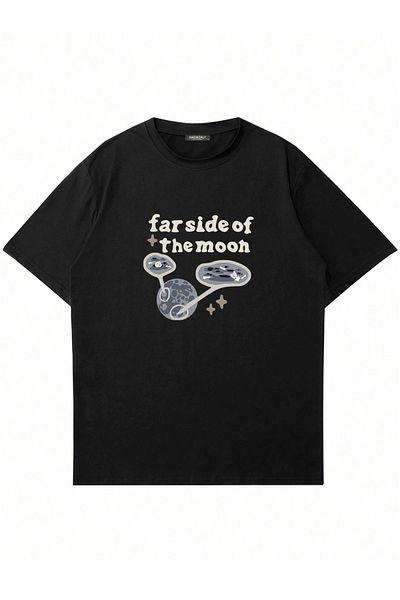Mad&Calf Μπλουζάκι Unisex Farside Of The Moon με στάμπα με λαιμόκοψη